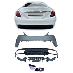 Parachoques trasero con difusor trasero compatible con Mercedes Clase C W205 Facelift