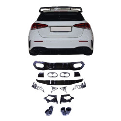Diffuseur pour Mercedes Classe A W177 hatchback 2019+ double noir embouts d'échappement ronds