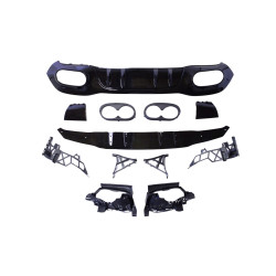 Diffuser voor Mercedes A-klasse W177 hatchback 2019+ dubbele verchroomde ronde uitlaatuiteinden