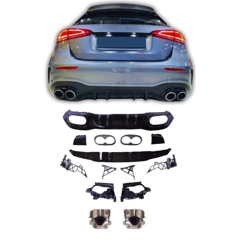 Διαχύτης για Mercedes A-Class W177 hatchback 2019+ διπλές στρογγυλές απολήξεις εξάτμισης χρωμίου