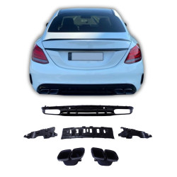 Diffusore per Mercedes Classe C W205 berlina e station wagon con terminali di scarico neri