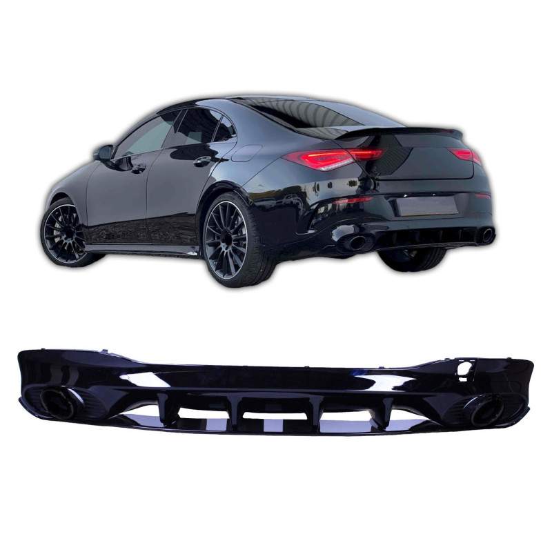 Διαχύτης συμβατός με Mercedes CLA C118 X118 W118 AMG-line μαύρο στρογγυλό τελείωμα εξάτμισης