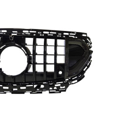 Maska chladiče Mercedes Třída E W214 černá lesklá s červenými pruhy (3)