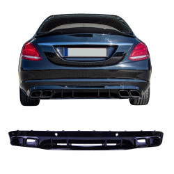 Diffuseur Mercedes Classe C W205 sans AMG Line avec embouts d'échappement noir brillant