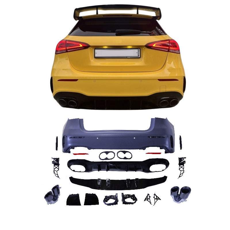 Zadný nárazník s difúzorom pre Mercedes triedy A W177 Hatchback s čiernymi koncovkami výfuku