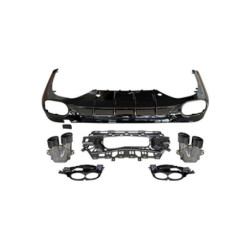 Rear diffuser compatible with Mercedes E Classe W214 ROUND tips gloss black