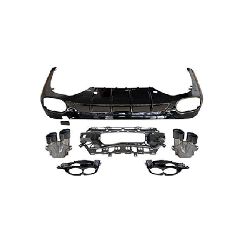 Rear diffuser compatible with Mercedes E Classe W214 ROUND tips gloss black