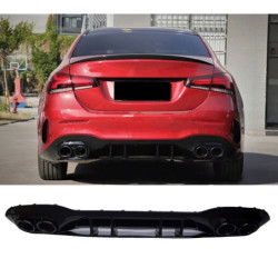 (PART) Diffuser compatible with mercedes a class v177 saloon 2019+ double black round exhaust tips