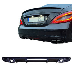Difuzors ar izplūdes gāzu apdari spīdīgi melns priekš Mercedes CLS W218