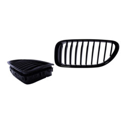 Grilă cu rinichi compatibilă cu BMW Seria 6 F13 Coupé F12 Cabriolet F06 Gran Coupé negru lucios cu bare simple