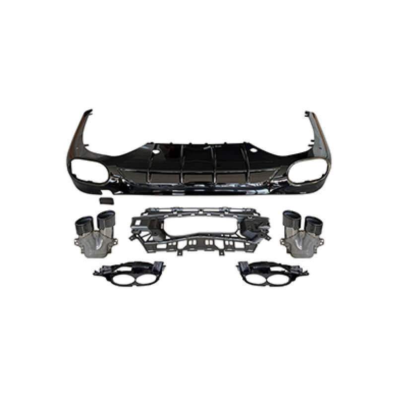 Diffuser compatibel met Mercedes E-Klasse W214 ronde uitlaatpijpen glanzend zwart