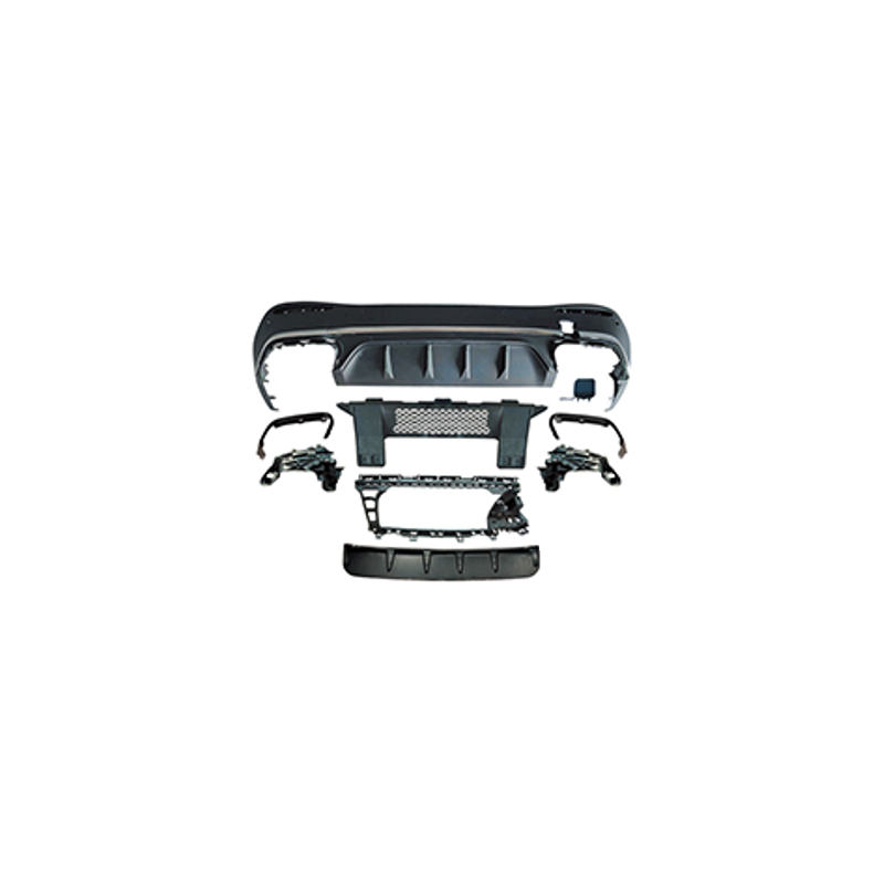 (DEEL) Diffuser compatibel met Mercedes GLC SUV X254 vierkante uitlaatpijpen