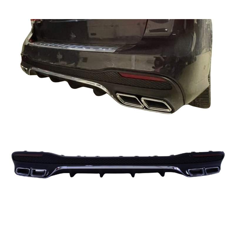 Difusor para Mercedes GLE W166 com ponteiras de escape cromadas