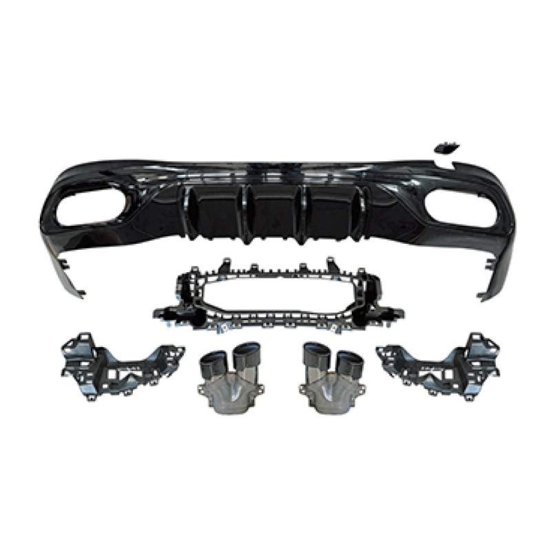 Diffusor für Mercedes CLE C236 A236 schwarz glänzend runde Auspuffblenden