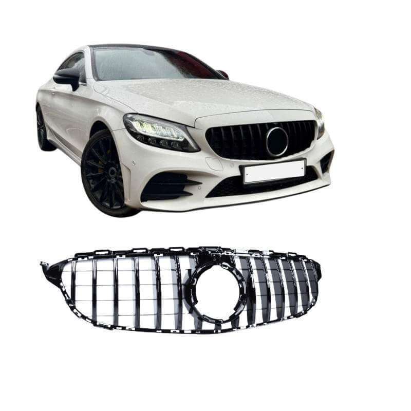 Maska chladiča Mercedes-Benz Trieda C W205 Facelift s prednou kamerou čierna lesklá