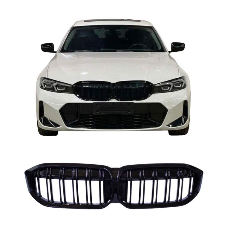 A BMW 3-as sorozat G20 LCI fényes fekete dupla rácsokkal kompatibilis hűtőrács váza