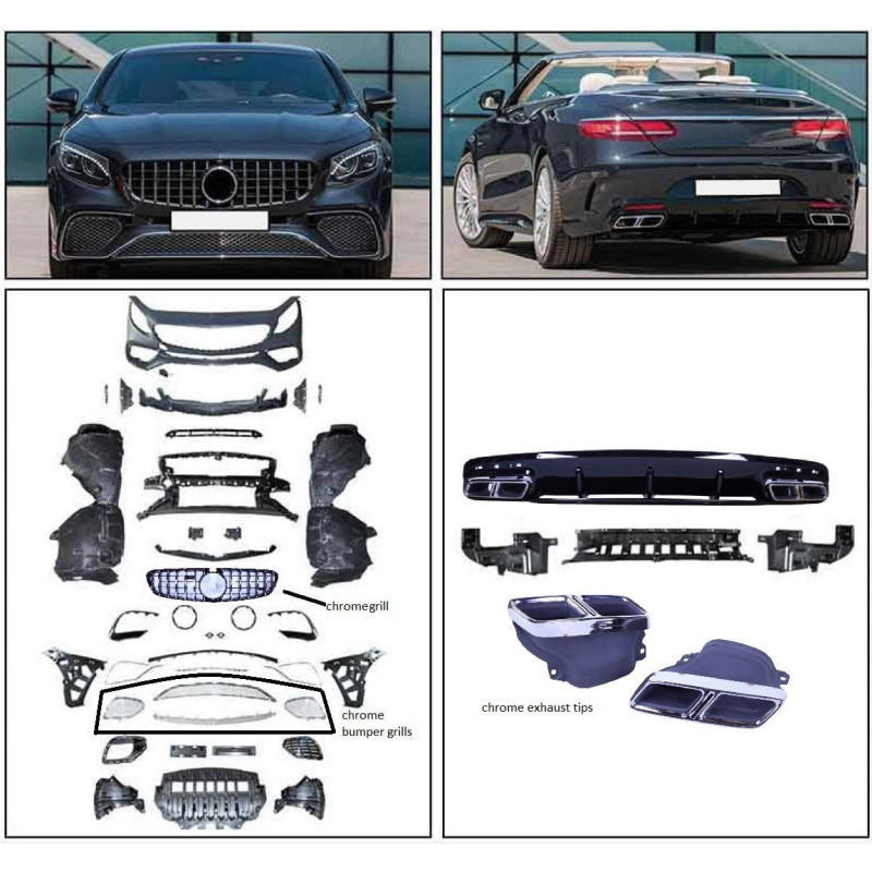 Bodykit compatible with mercedes s coupe convertible c217 a217 full chrome