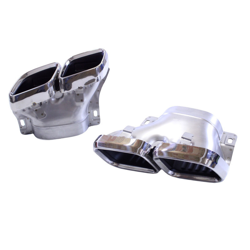 (PART) Exhaust pipes compatible with Mercedes W205 C205 X253 C253 C Class GLC and GLC Coupe square 2019+ look chrome