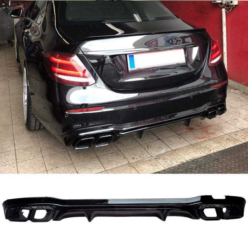 Heckdiffusor Mercedes E-Klasse W213 glanzschwarze eckige Auspuffblenden
