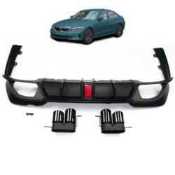Achterbumper diffuser matzwart LED BMW 3 Reeks G20 G21 2019-2022