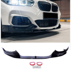 Lábio dianteiro compatível com BMW Série 1 F20 F21 preto brilhante
