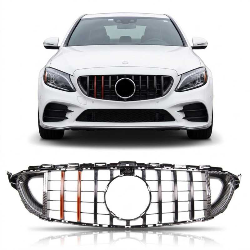 Grille compatibel met Mercedes C-Klasse W205 Rood Carbon GT