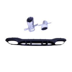 Difusor trasero compatible con Mercedes clase A W177 hatchback 2019+ puntas de escape cromadas A35