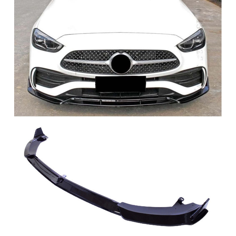 Lábio do spoiler dianteiro para Mercedes C-Class W206 preto brilhante