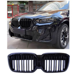 Решетка бъбреци BMW iX3 G08 двойни ребра черен гланц