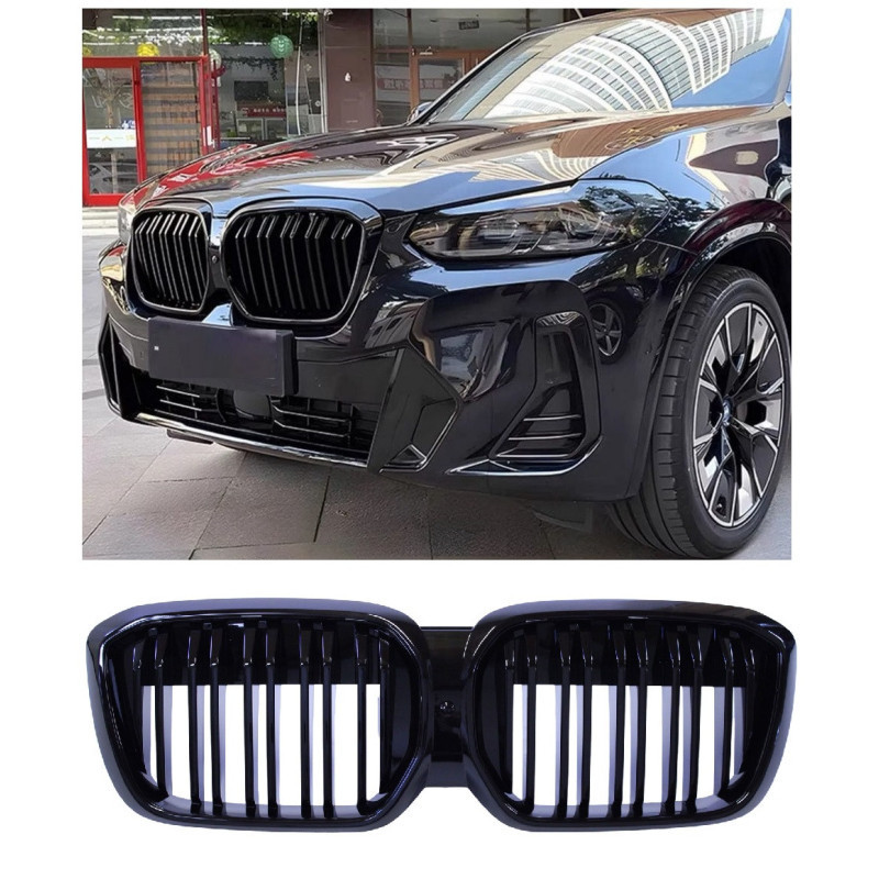 Grill kidneys for BMW iX3 G08 double bars gloss black