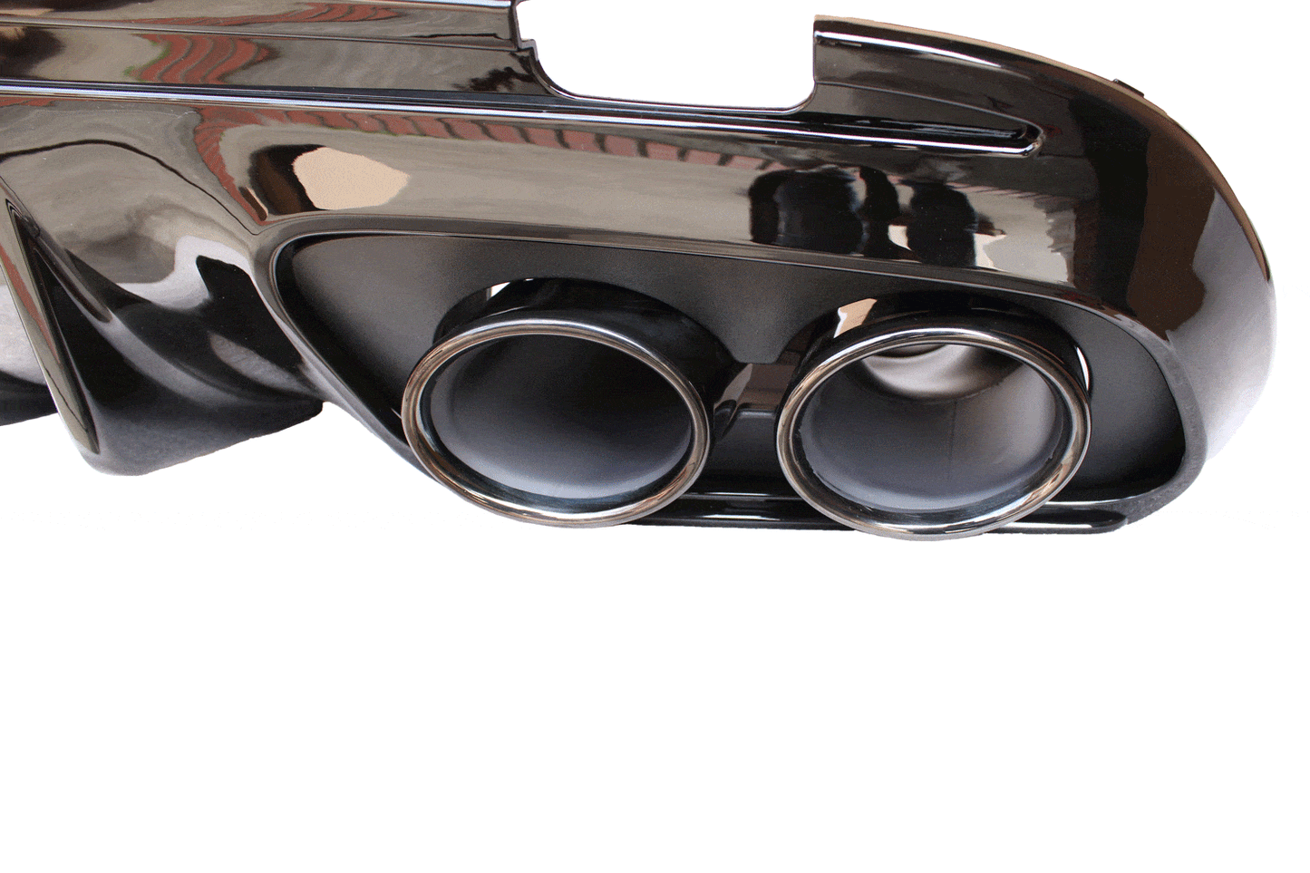 Diffuser compatibel met Mercedes W205 S205 AMG line dubbele zwarte ronde uitlaatsierstukken - Tuningonline