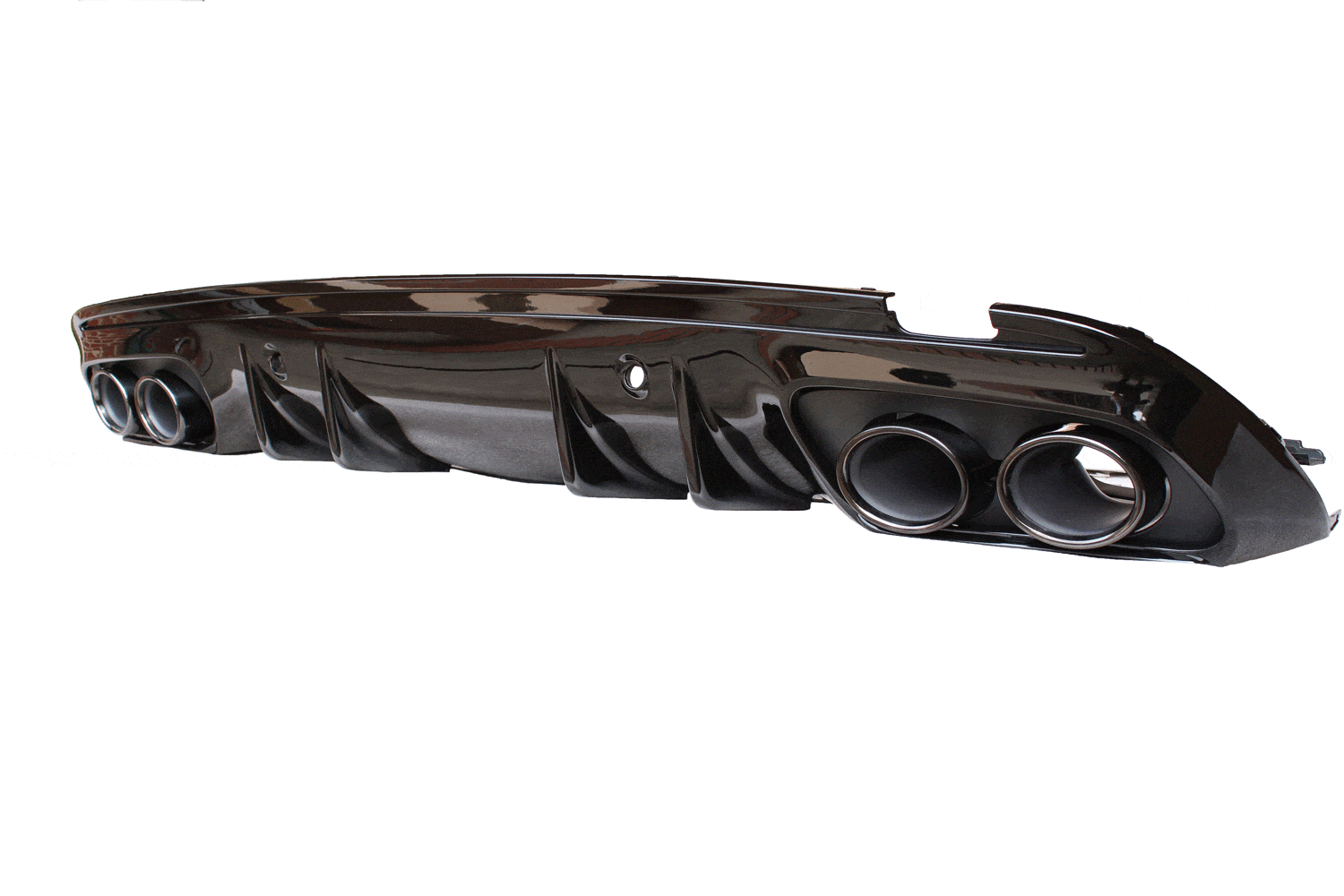 Diffuser compatibel met Mercedes W205 S205 AMG line dubbele zwarte ronde uitlaatsierstukken - Tuningonline