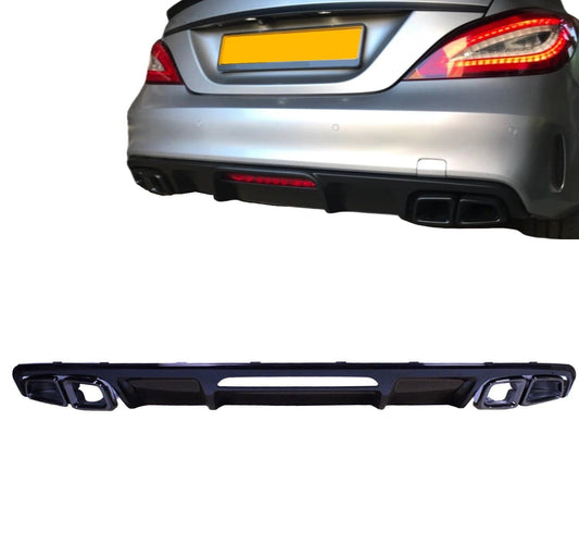 Diffuser with exhaust tips glossy black compatible with Mercedes CLS W218