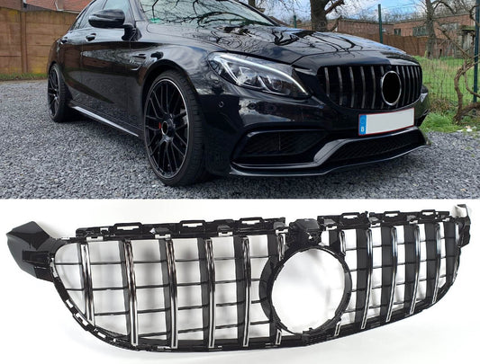 Grill Grill compatibel met Mercedes-Benz C63 AMG (S) W205 met frontcamera chrome