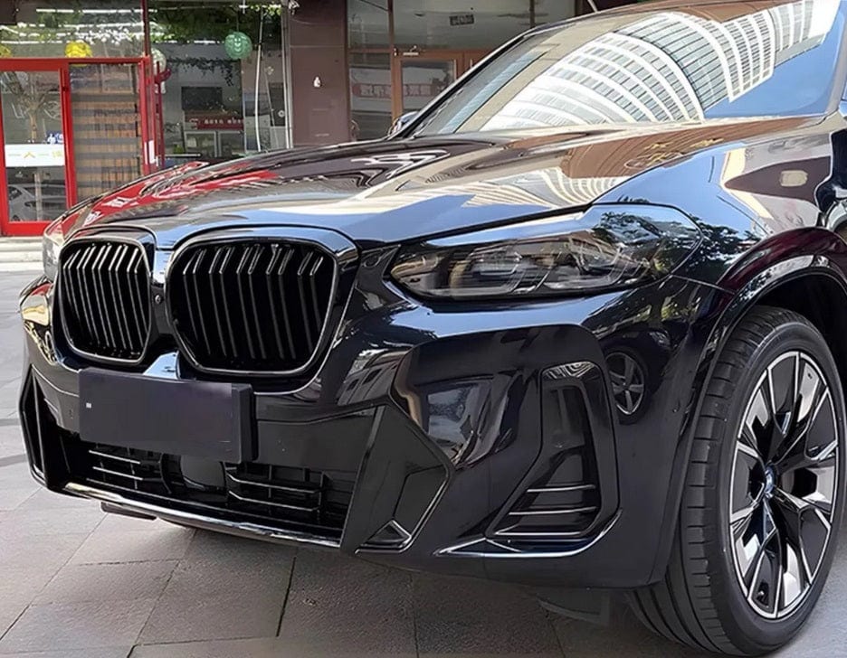 Grill Grill nieren compatibel met BMW iX3 G08 dubbele spijlen glanzend zwart