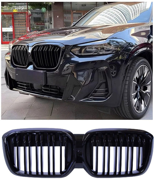 Grill Grill nieren compatibel met BMW iX3 G08 dubbele spijlen glanzend zwart