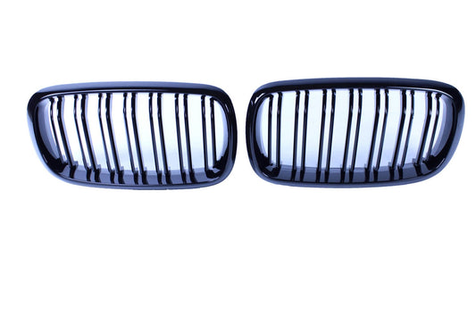 GRILL KIDNEYS COMPATIBLE WITH BMW X5 X6 F15 F16 GLOSS BLACK DOUBLE BARS