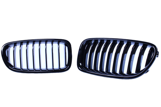 GRILL KIDNEYS COMPATIBLE WITH BMW 5 SERIES F10 - F11 GLOSS BLACK SINGLE BARS