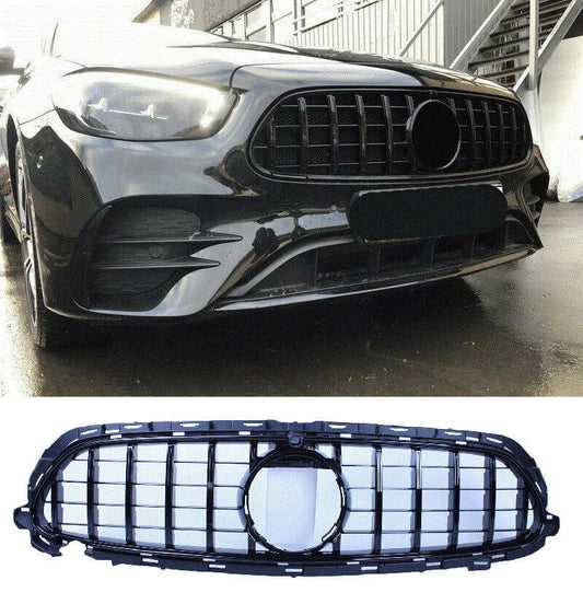 Grill compatible with Mercedes E W213 S213 A238 C238 facelift with AMG line package gloss black with front camera