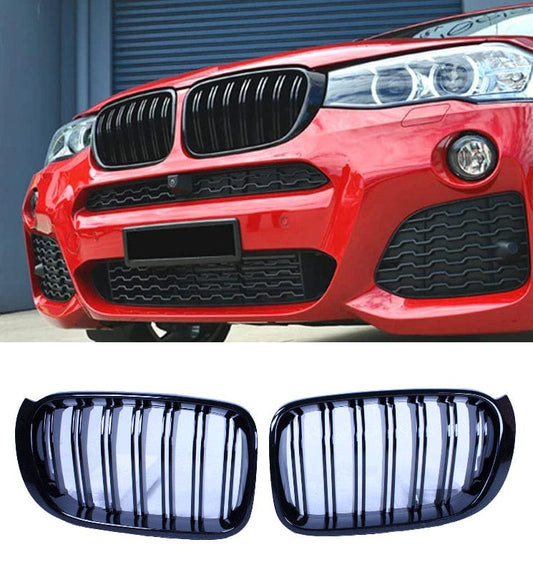 Grill kidneys compatible with BMW X3 and X4 F25 F26 LCI double bars gloss black