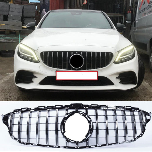 Grill compatible with Mercedes-Benz C-class W205 facelift black with chrome