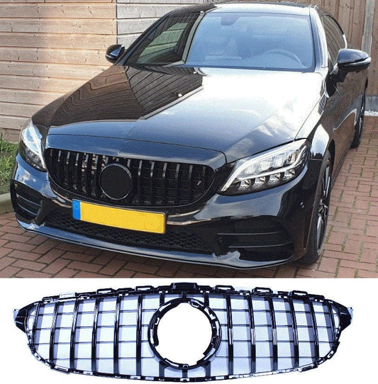 Grill compatible with Mercedes-Benz C class W205 facelift gloss black